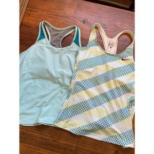 Bundle 2x Pack Nike Dri Fit Activewear Tanktop Shelf Bra Blue Size Medium